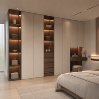 Armoire en contreplaqué écologique à design moderne et démontable avec portes vitrées pour un transport et un assemblage faciles, idéale pour chambre et villa