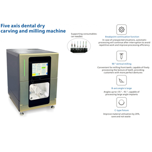 Máy phay nha khoa 5 trục CAD/CAM hoạt động ổn định, phay khô tấm Zirconia, PEEK, PMMA, sáp - Product Image 5