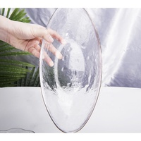 Assiette en verre sodocalcique écologique vintage de luxe avec bord doré, diamètre 20,5 cm, transparente, logo personnalisé, promotionnelle