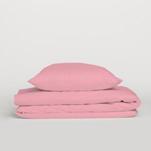 Ensemble de housse de couette 100% coton rose, taille simple UK 135x200 cm - Product Image 1