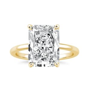 SGARIT custom 14K Women's <b>Cushion</b> Cut 4ct Yellow LAB Diamond Engagement <b>Ring</b> With Pavé Side Diamonds IGI Certified Classic Style - Product Image 2