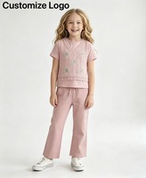 Ensemble de 3 pièces de haute qualité pour filles : débardeur, t-shirt à manches courtes et pantalon évasé. Tenue quotidienne douce et décontractée.