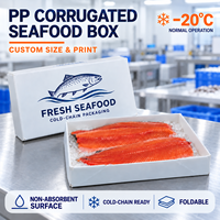 Boîte à fruits de mer pliable en plastique ondulé PP, taille personnalisée avec couvercle imprimé pour l'emballage de filets de poisson et le transport en chaîne du froid