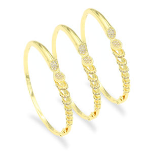 Di alta qualità 18K oro placcato in ottone zircone disegno geometrico braccialetto per le signore impermeabile nuovo stile di moda europa stati uniti - Product Image 2