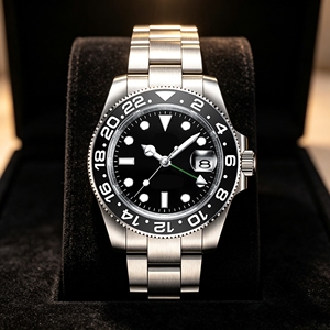 Montre de plongée OEM à quartz pour homme de 40 mm avec logo personnalisé, cadran noir GMT, bracelet en acier rouge GMT, lunette en céramique rouge et bleue <span class=keywords><strong>Pepsi</strong></span> - Product Image 2