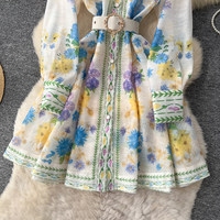 Robe chemise décontractée pour femme WIWT à imprimé floral, manches longues, ceinturée, coupe trapèze, élégante pour les vacances et les soirées