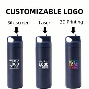 Custom Vacuum <b>Flask</b> Hot Drinks Insulated Travel Mug with Flip Straw Water Bottle Press Button Stainless Steel <b>Coffee</b> Tumbler Cup - Product Image 4