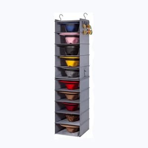 10-Shelf Fabric Hat Hanging Organizer for Sun Hat Panama 2 Separate 5-Shelf Collapsible Hanging Closet Hat Organizer - Product Image 6