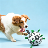 Jouet de football léger et très élastique pour chien, balle flottante pour l'entraînement en extérieur avec sangles multi-grip pour petits et moyens chiens