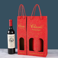 Boîte en carton ondulé imprimée pour deux bouteilles de vin avec fenêtre, boîte d'emballage pour 2 bouteilles de vin, boîte cadeau pour vin avec logo personnalisé