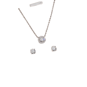 Round 5mm Solid 925 <b>Silver</b> Moissanite Hip Hop <b>Earrings</b> Necklace <b>Set</b> Iced Out Jewelry for Women - Product Image 1