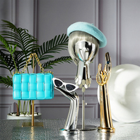 Soporte de cabeza de maniquí electrochapado en oro plateado, modelo de cabeza de Maniquí de plástico para sombrero, pelucas de exhibición, modelo de cabeza de maniquí elegante