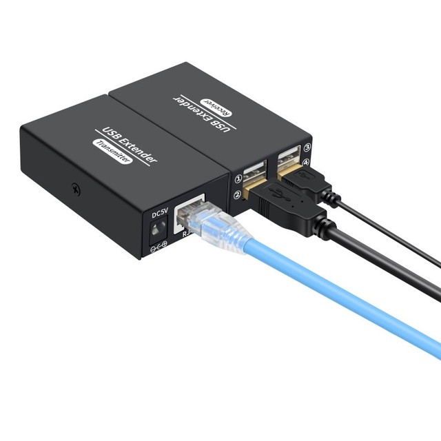 120M 4 USB 2.0 Extender Over Ethernet RJ45 Cat6 Cable Transmitter Receiver Converter for Keyboard Mouse Printer Scanner USB Disk
