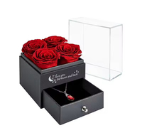 Cadeau fête des mères fait à la main Rose préservée Roses boîte à bijoux avec collier éternel Rose fleurs cadeau pour maman petite amie femme