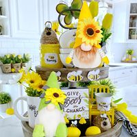 Décoration de fenêtre : Poupée sans visage, Nain, Vieil adorable, Gobelin tournesol pour le Festival des abeilles