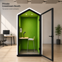 Cabine de bureau insonorisée acoustique avec écran vert Chroma Key et éclairage réglable pour studio de diffusion en direct