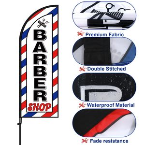 Flagnshow tùy chỉnh quảng cáo cờ ngoài trời lông biểu ngữ Barber cờ với cực khai mạc lễ cửa hàng cắt tóc cờ - Product Image 3