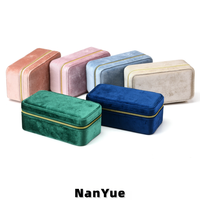 Boîte à bijoux en velours en gros, nouvelle collection, avec logo personnalisé, double couche, fermeture éclair, organiseur de rangement pour bijoux, étui de voyage portable pour femmes