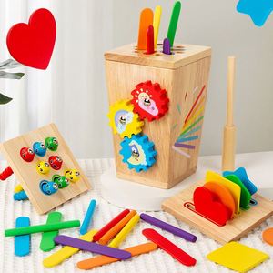 Juguete Montessori para Niños y Niñas, Juego Sensorial Divertido, Actividades de Aprendizaje Preescolar, Juego 4 en 1 de Clasificación de Colores de Madera - Product Image 5