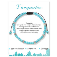 Bracelet en pierres naturelles de 4 mm avec carte de signification, fait à la main, bijoux en pierres de cristal de guérison pour femmes et hommes