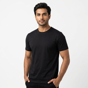 100% Cotton Worsted Performance Tee Plus Size <b>Men</b> Front <b>Stretch</b> Breathable Quick Dry Athletic Training Short Sleeve T-Shirt Gym - Product Image 1