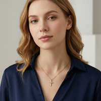 Klassieke eenvoudige damesketting 925 zilveren sieraden verguld kruis verstelbaar dagelijks gebruik Valentijnsdag verjaardag sieraden cadeau