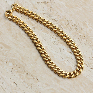 Tıknaz Miami küba gem zinciri zinciri 18k altın kaplama paslanmaz çelik bağlantı zinciri kolye erkekler kadınlar için - Product Image 6