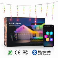 Tira de Luces LED con Control Remoto, Luces de Navidad RGBIC Inteligentes para Exteriores, IP65 Impermeables, Cambio de Color RGB, Sincronización con Música