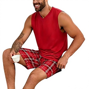 Men's Red Crew Neck Sleeveless Tank Top Floral Knitted Polyester/Cotton Breathable Vintage 200g Casual Summer Wear - Product Image 6