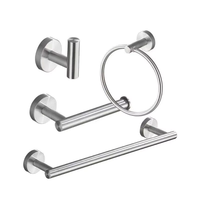 Série d'accessoires de salle de bain d'hôtel modernes en acier inoxydable durable et écologique, ensemble de 4 pièces, design simple, accessoires sanitaires emballés pour la maison