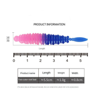 Nouveau modèle Double couleur queue de broche 55mm 1 gramme leurre souple ver flotteur Aje Ajing leurre de pêche 10 pièces/sac 20 pièces/boîte