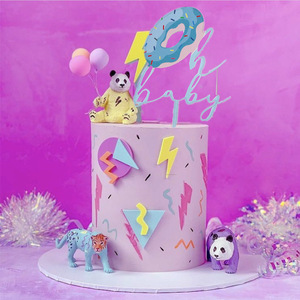 Decoración de Pastel de Acrílico con Letras de Donut, Tema Miel y Dulzura, Rosa y Azul, para Baby Shower - Product Image 2