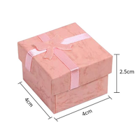4*4*2.5cm Nouveau Design Carré Bowknot Colorful Paper Elegent Wedding Rings Jewelry Box Gift Package with Matt Lamination Embossing