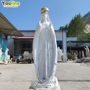 Estatuas de la Virgen María en Piedra de Mármol Blanco para Iglesias Católicas - Product Image 4