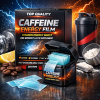 Film énergétique à la caféine de qualité supérieure, complément énergétique vitaminique, stimulant pré-entraînement, protéines de caféine, bandes orales énergétiques