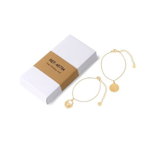 Stainless Steel <b>Bracelet</b> Gold Plated Charm Pendant Adjustable Chain Women Fashion Jewelry 12Pcs <b>Set</b> - Product Image 2