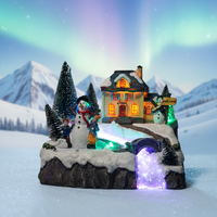 Décorations de Noël en gros : Maisons de village de Noël musicales en polyrésine avec 8 chansons de Noël et lumières LED multicolores