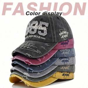 Gorra Deportiva de Fabricante con Apliques Bordados 1985, Estilo Dad Hat Desgastado, de 6 Paneles, de Sarga, Deportiva, Unisex - Product Image 2