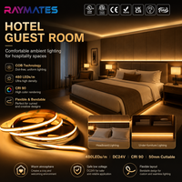 Bande LED COB flexible RAYMATES 8 mm 3000 K blanc chaud, garantie 3 ans, IP20, 24 V, sans points lumineux