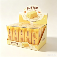 Jouet Squishy Bâton de Beurre Réaliste et Adorable, Doux à Remontée Lente, Design Amusant en Forme d'Aliment, Anti-Stress, Amusant pour Enfants, Cadeaux de Fête
