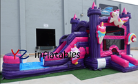 Château gonflable licorne commercial en PVC avec toboggan et aire de saut