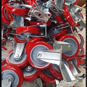 4 "5" 6 "8" pouces roues de chariot pivotantes en caoutchouc industriel en polyuréthane pour service intensif