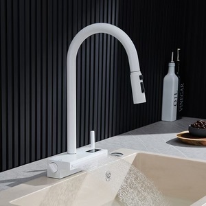 Grifo de cascada de latón de gran tamaño, grifo de fregadero de cocina montado en cubierta doble Digital, salida de agua fría y caliente, superficie numerada para - Product Image 3