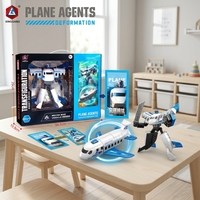 QS Figurine Robot Avion Transformable 2-en-1 Jouet de Déformation Flexible avec Carte à Gratter pour Enfants 6+