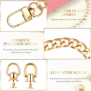 Chaînes de sac à main en pouces, accessoires pour sacs à main, chaînes plates pour sacs à main, rallonges de sac à bandoulière, sangles de remplacement avec anneau en D métallique - Product Image 3
