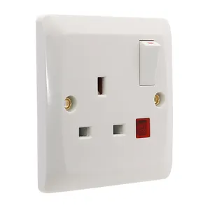 BS standard wall switch socket 1 gang single pole with light socket