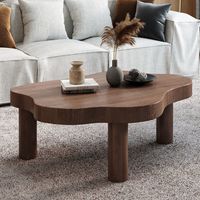 Table basse en bois massif multifonctionnelle en forme de nuage, style nordique minimaliste moderne pour petit salon