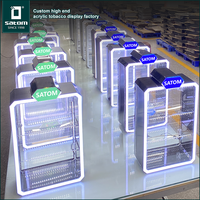 Satom Smoke Shop Présentoir à tabac sans fumée Présentoirs acryliques Comptoir Rgb Led Vitrine à cigarettes à tabac éclairée Armoire