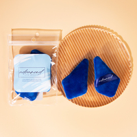 Venta al por mayor logotipo personalizado Terciopelo Azul diamante polvo Puff para base cara ajuste OEM ODM con caja de embalaje de belleza