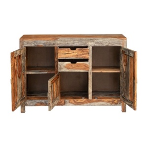 Solid Sheesham Wood Sideboard <b>Cabinet</b> with Drawers & Storage | <b>Rustic</b> Wooden Buffet Console | Living Room & Dining Storage Unit - Product Image 3